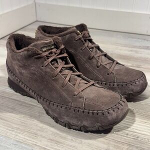 Skechers Bikers Totem Pole Chocolate Suede Leather Chukka Boots Sz 9.5